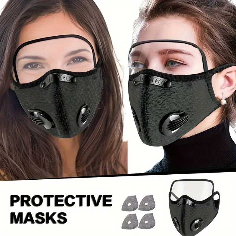 Detachable Face Mask with Exhalation Valve and Transparent Eye Shield for Men and Women