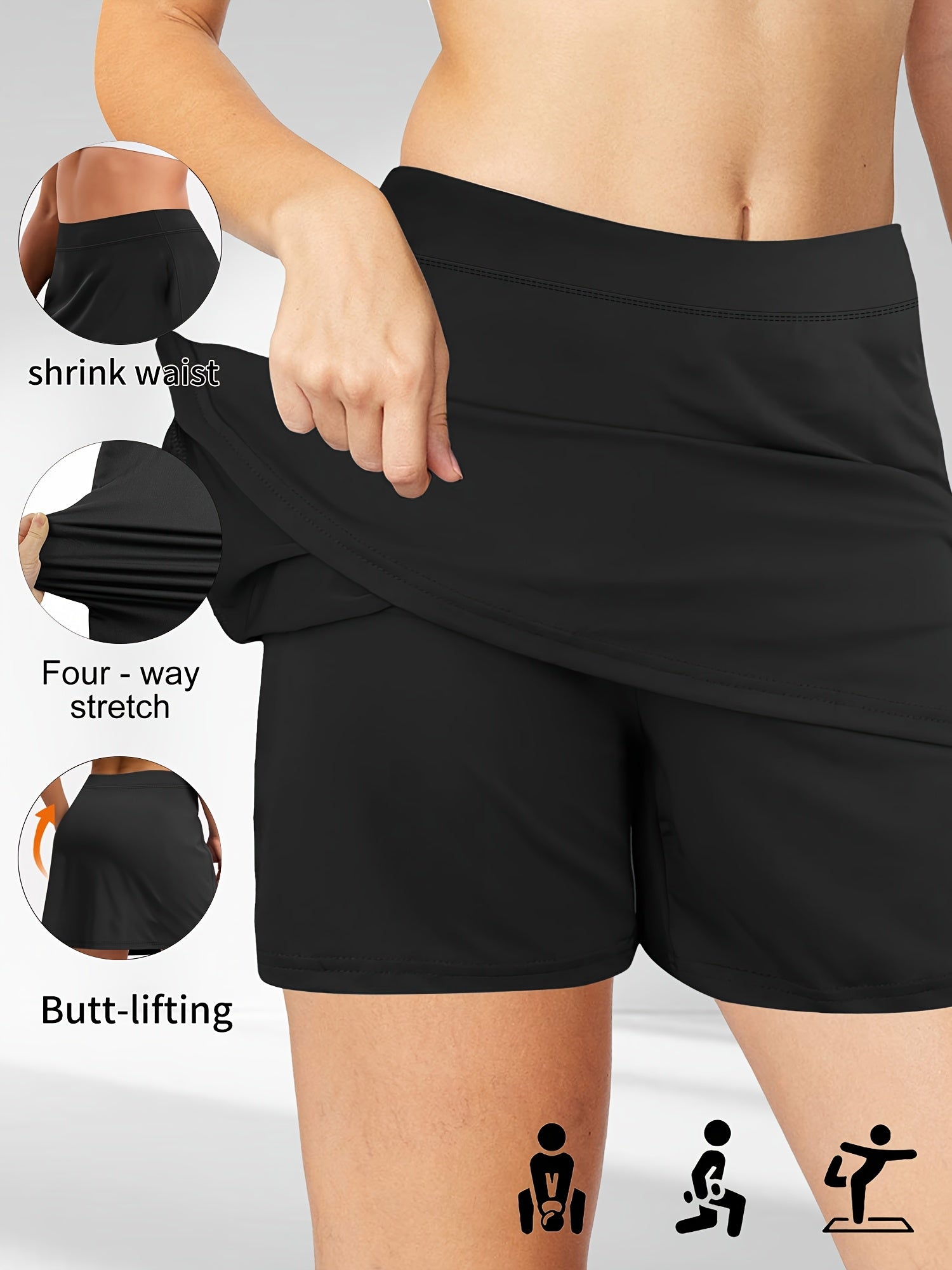 Plus Size High-Waisted A-Line Skirt Shorts with Side Slit Workout-Ready