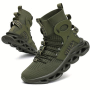 Men's Knitted High-Top Sneakers for Running Tennis and Gym Spring Summer