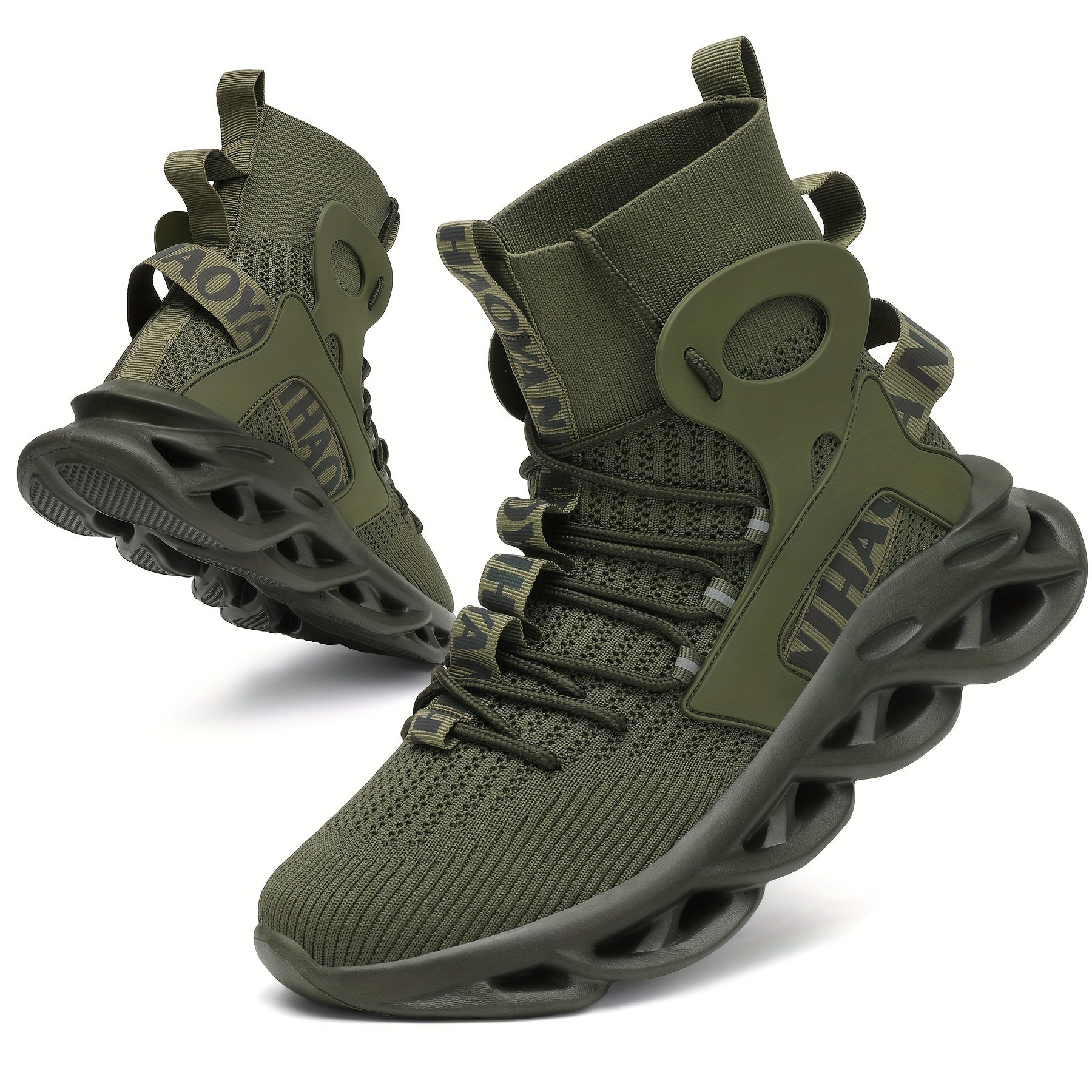 Men's Knitted High-Top Sneakers for Running Tennis and Gym Spring Summer