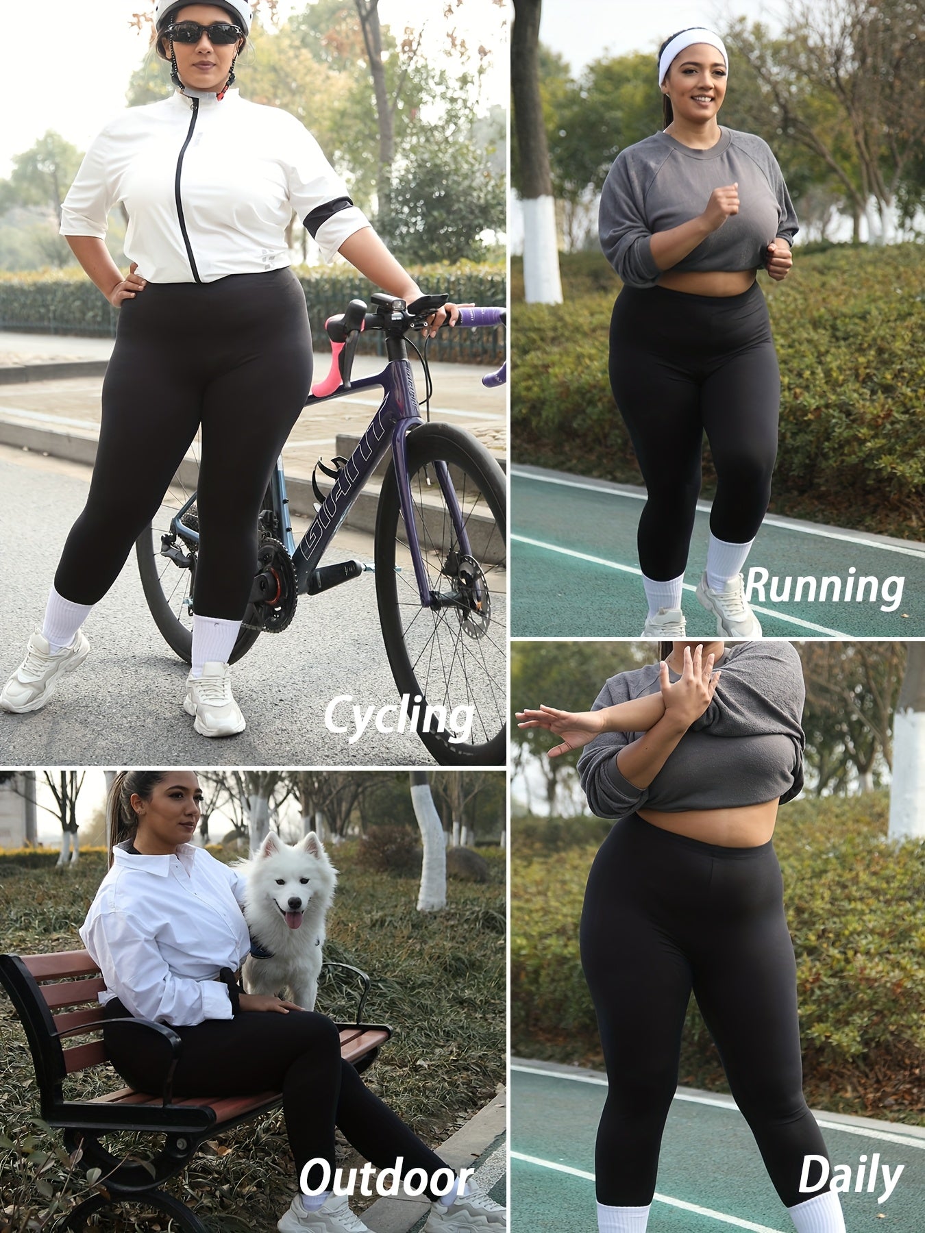 Plus Size Women's Soft High-Elasticity Non-See-Through Workout Leggings for Running and Yoga Set of 5