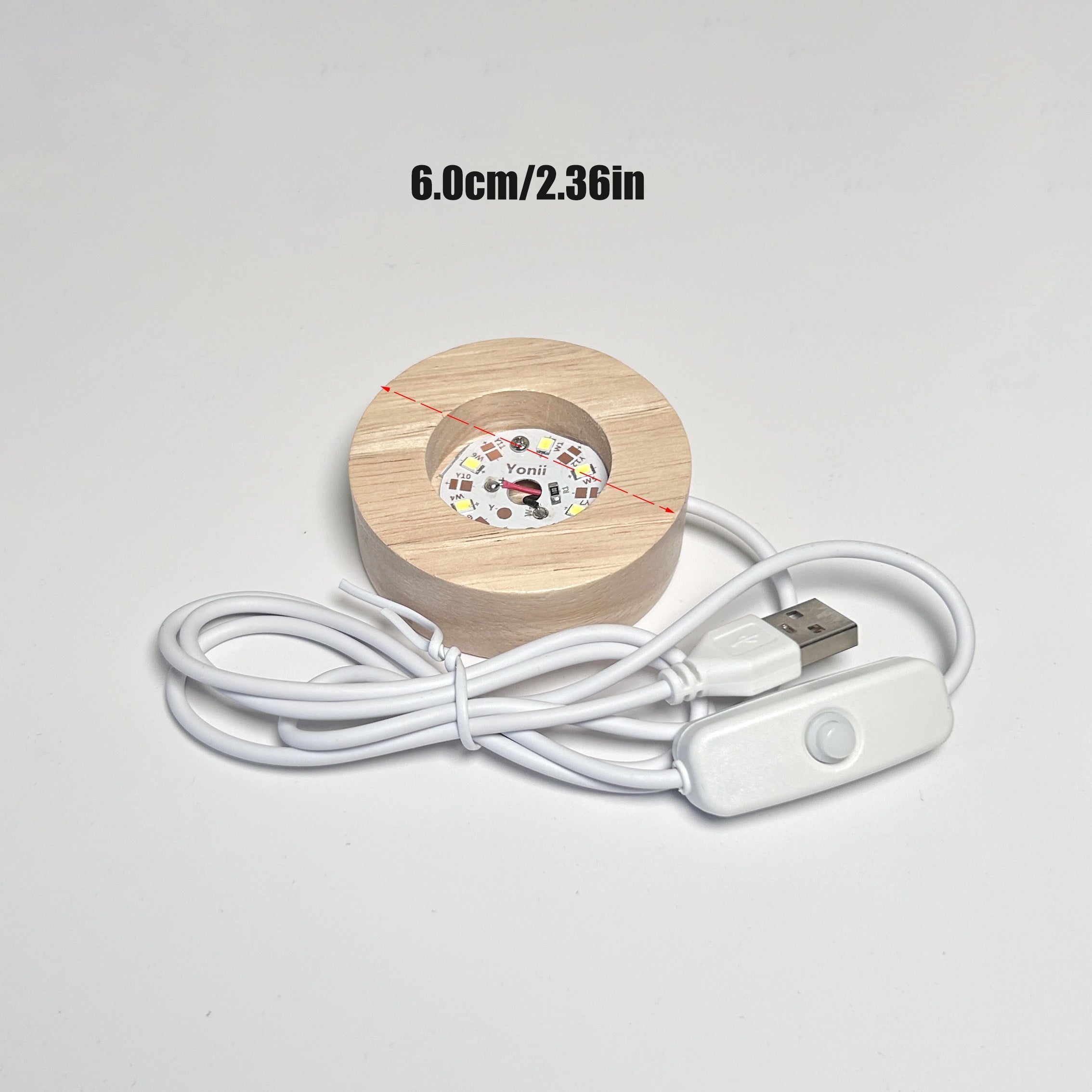 Ручная работа: светодиодная ночная лампа с деревянным основанием и кристальным шаром.