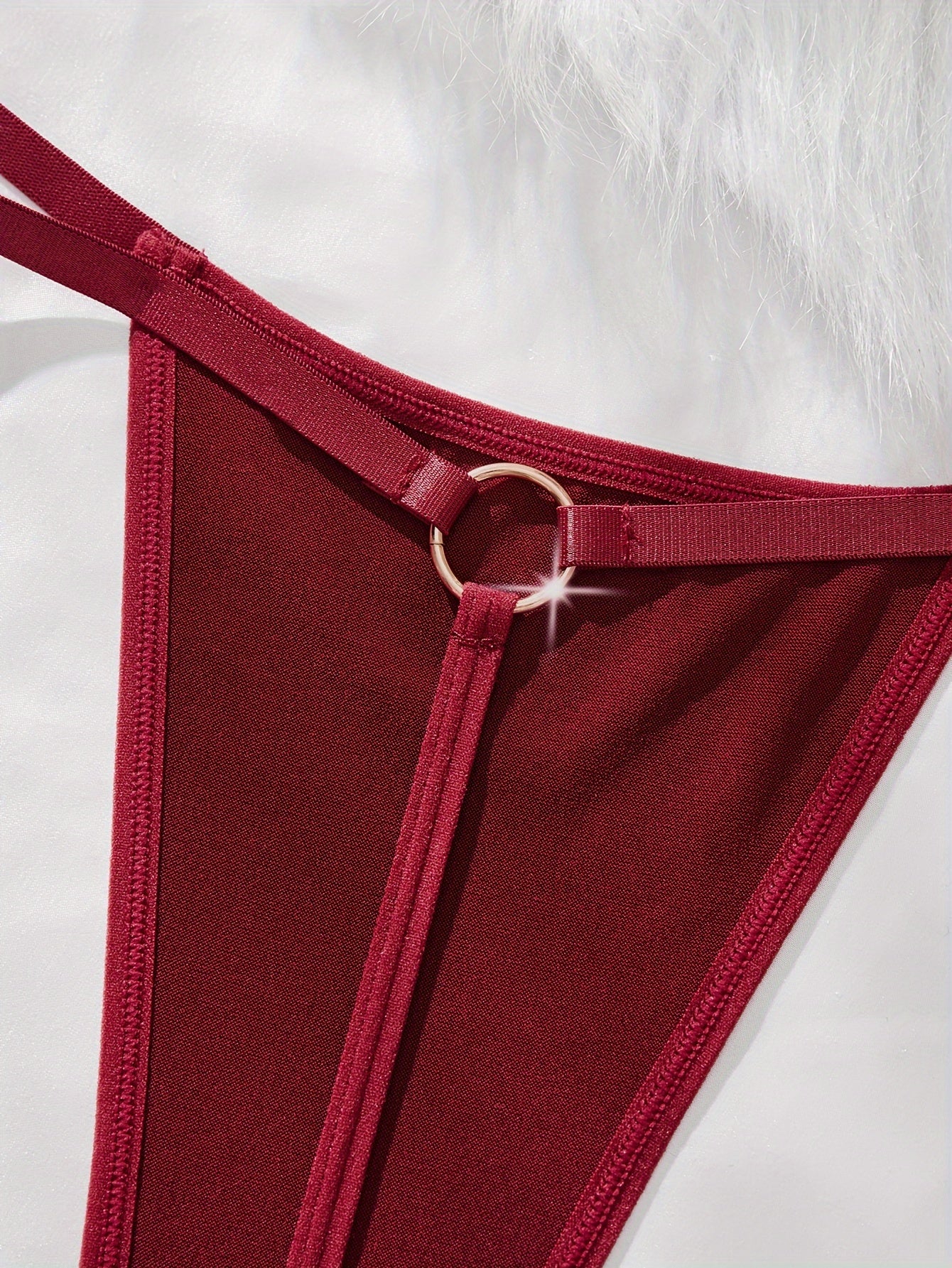 Women's Low Waist Thong with Metal Ring Lingerie