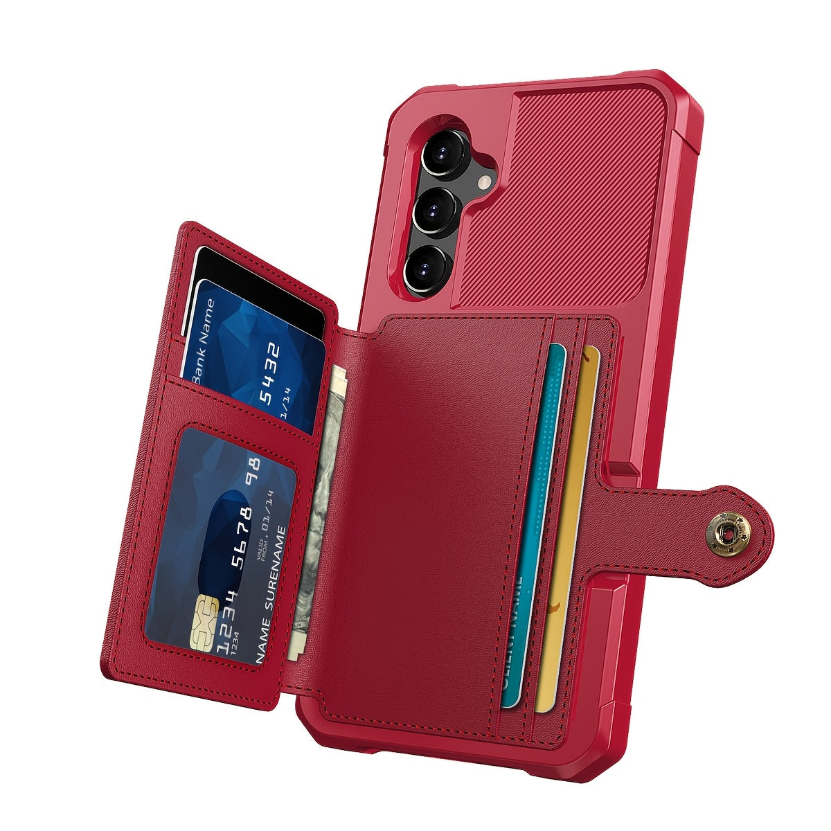 Faux Leather Card Holder Phone Case for Galaxy A55 5G A35 5G with Card Slot Shockproof Durable TPU Flip Wallet