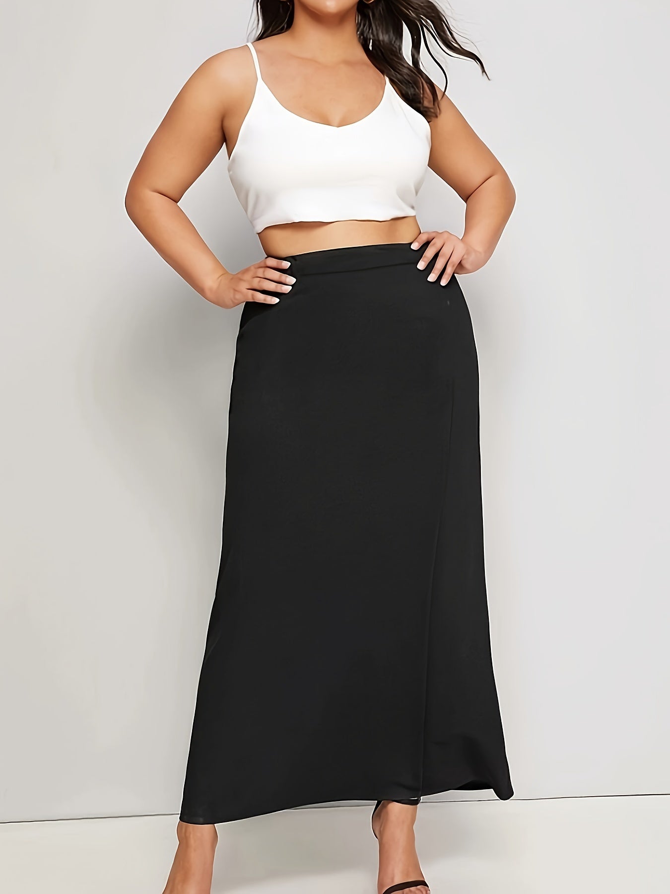 Plus Size Maxi Skirt High Waist A-Line Spring Summer Women's Clothing