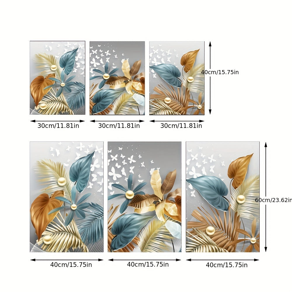 Set of 3 Flower Leaf Canvas Wall Art Posters Frameless for Living Room Bedroom Kitchen Office