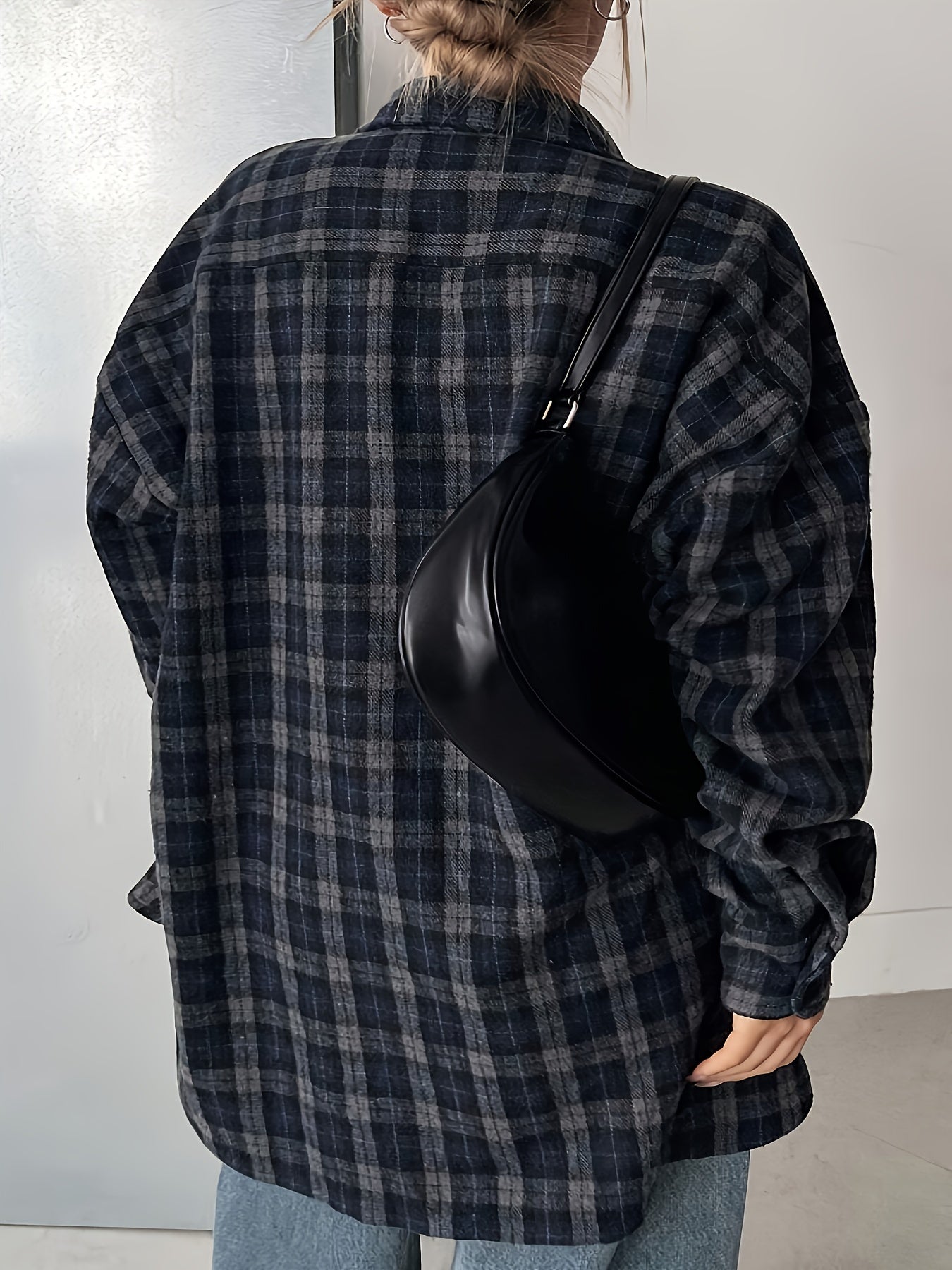 Women's Plus Size Plaid Long Sleeve Button Front Shirt