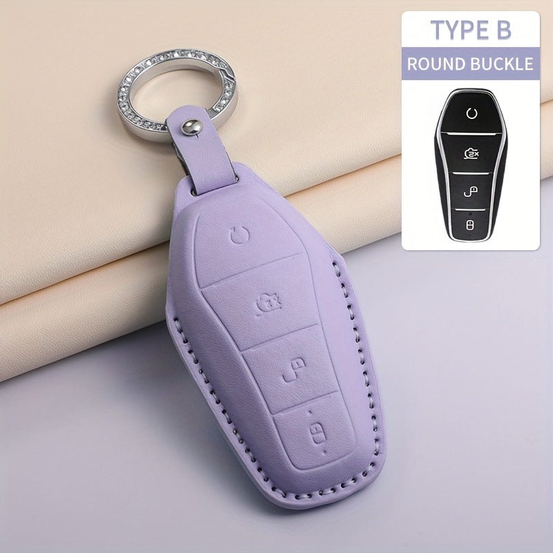 Car Key Cover Leather Case with Diamond Accent for Light Blue Green Purple Models