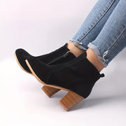 Women's Block Heel Short Boots Casual Side Zipper Ankle Booties