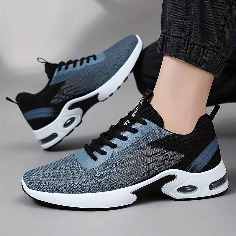 Men's Color-Blocked Breathable Lace-Up Running Shoes for Outdoor Activities