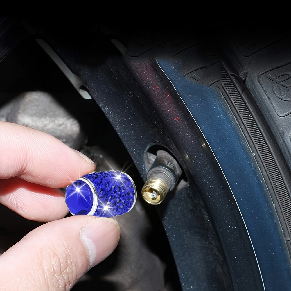 4-Pack Crystal Car Valve Stems Stylish Metal Tire Valve Covers for SUV Motorcycle Bicycle