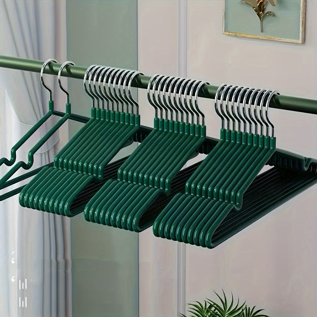 Juego de 10 perchas de ropa de acero inoxidable de alta resistencia con ranuras antideslizantes