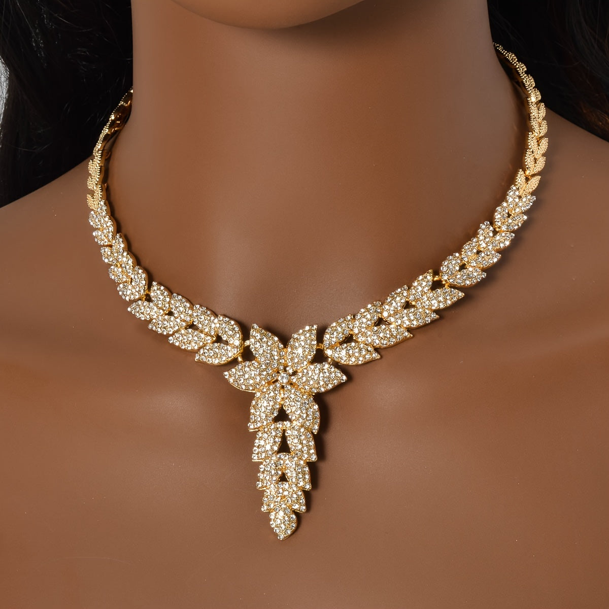 Elegant Flower Theme Jewelry Set for Weddings and Special Occasions Copper and Zirconia