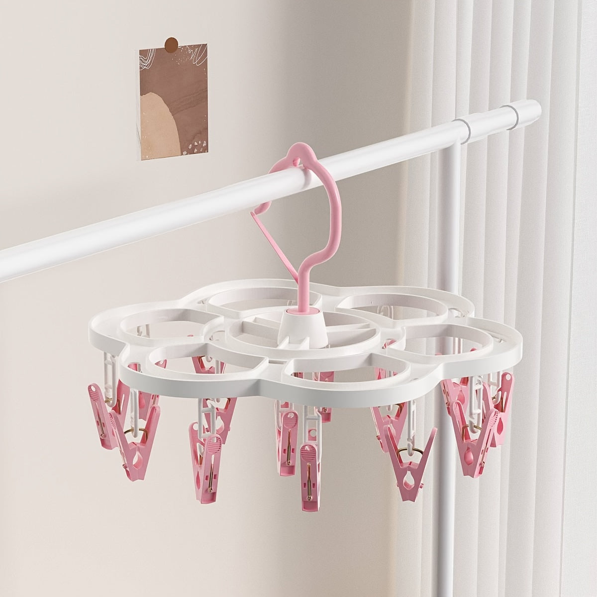 Пластиковая сушилка для одежды с 32 зажимами для нижнего белья и носков, экономящая место вешалка для одежды