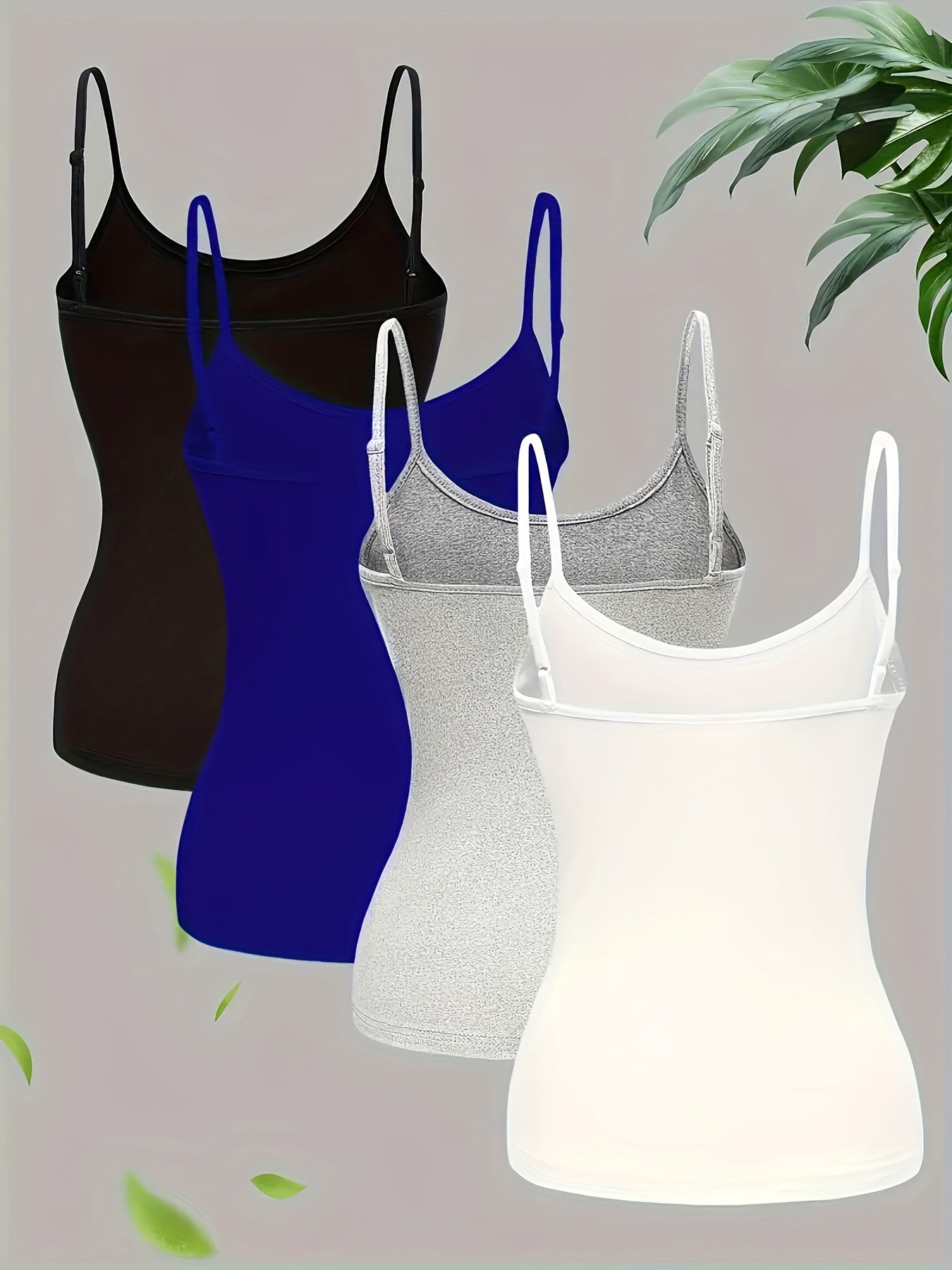 Plus Size Solid Color Knit Tank Tops 4-Pack Women's Casual Sleeveless