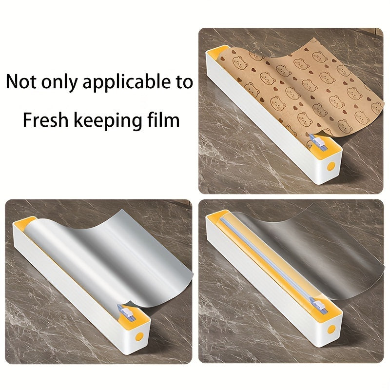 2-in-1 Kitchen Dispenser with Cutter for Cling Film and Foil Wall Mountable Reusable Plastic