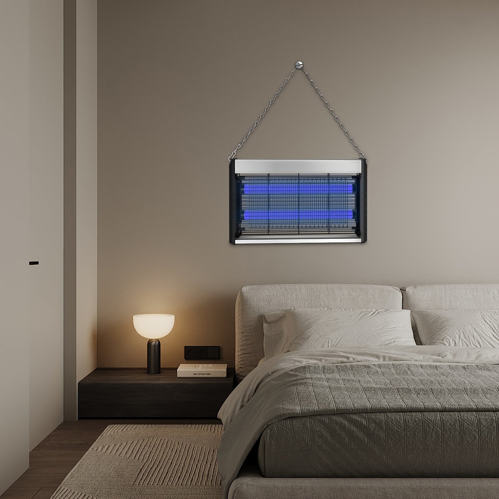 Сетевой настенный лампа-убийца насекомых с технологией синего света, идеальная для домашнего и коммерческого использования. Отлично подходит для ресторанов, гостиных, спален, кухонь и патио. Особенности