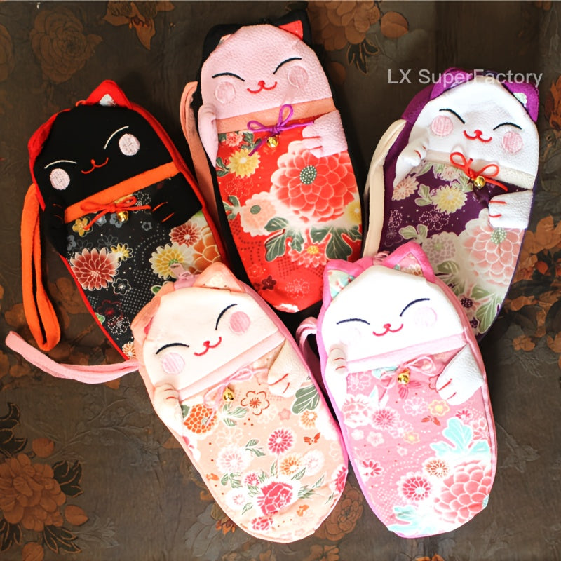 Soft Fabric Eyewear Case with Lucky Cat Design and Lens Case Included