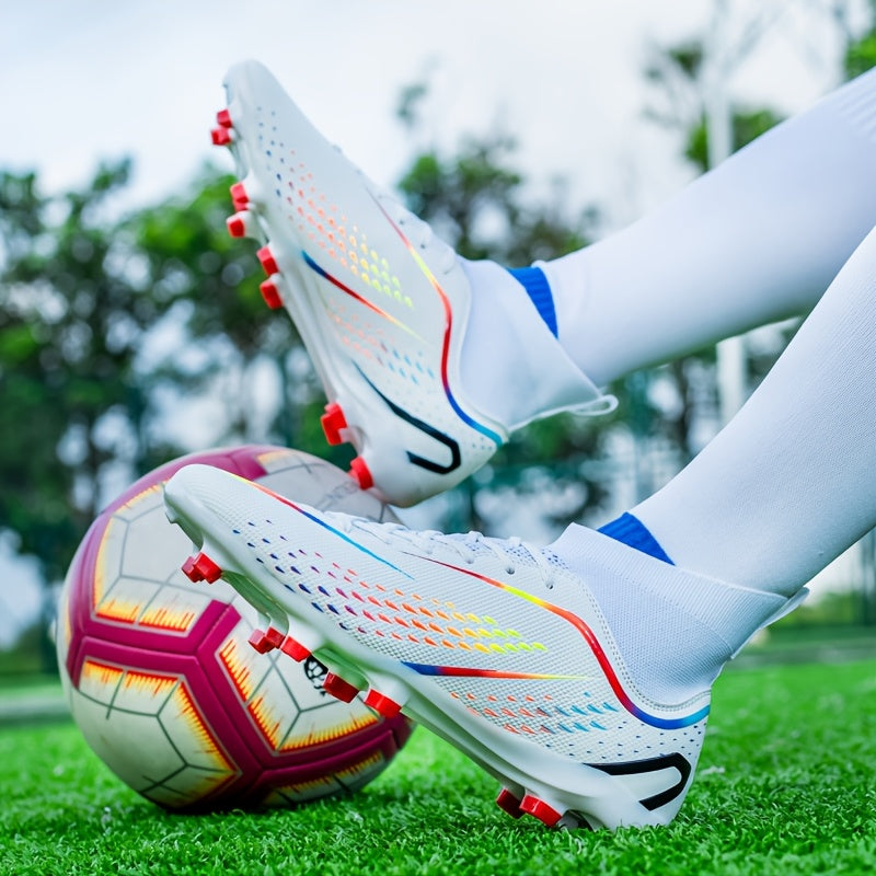 Men's Lightweight Solid Color Soccer Cleats with Faux Upper Rubber Sole for Training and Sports