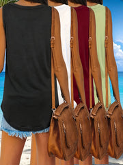 Plus Size Women's Summer Sleeveless V-Neck Tank Tops 4 Pack Stretchy Casual Solid Color