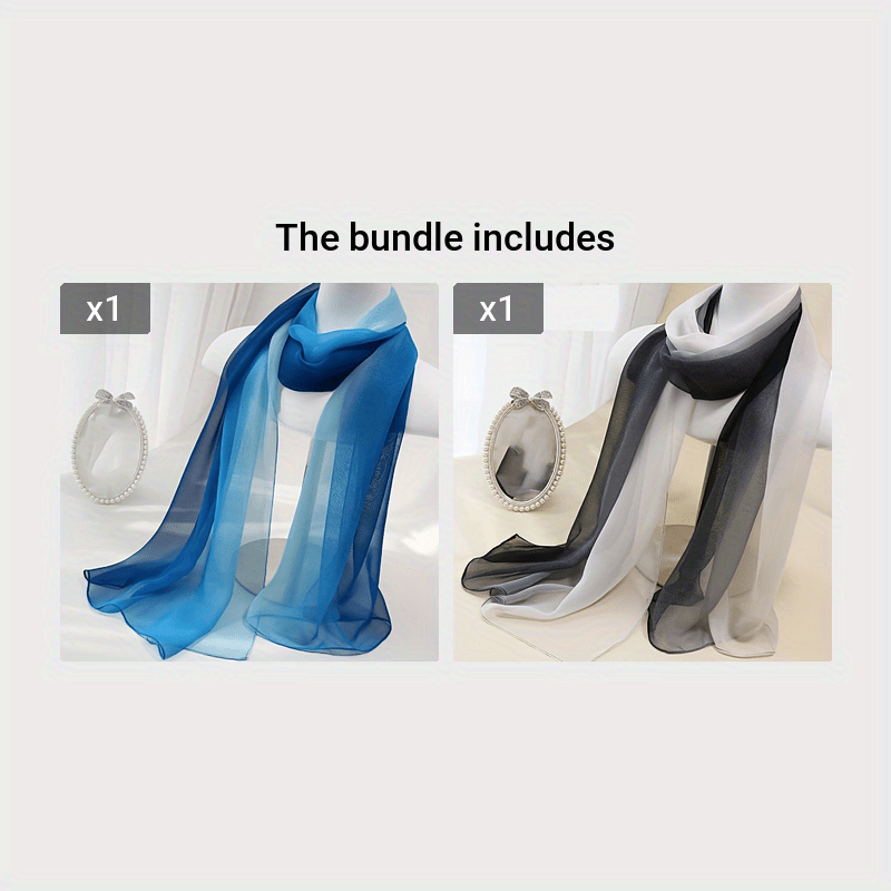 Gradient Color Gauze Scarf for Women Lightweight Summer Shawl Breathable Wrap