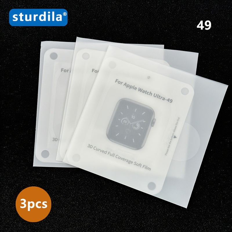 3Pcs Apple Watch Screen Protector Series 8 9 Ultra TPU Full Coverage Scratch-Resistant