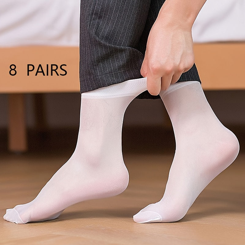 Set of 8 Men's Breathable Odor-Resistant Steel Fiber Summer Socks Mid-Tube Business