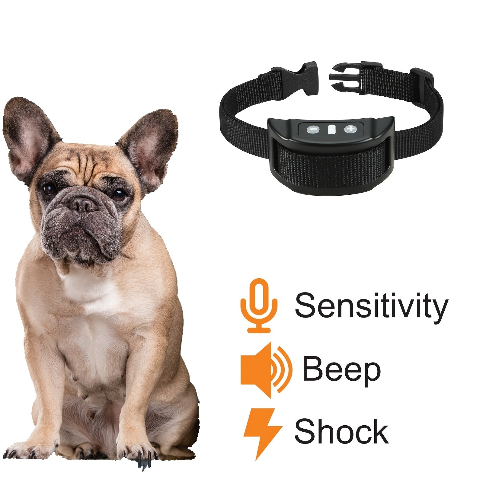 Nylon Dog Bark Control Collar with Rechargeable Lithium Battery and Adjustable Strap