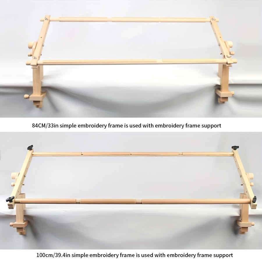 Portable Beech Wood Embroidery Stand for Cross Stitch Sewing with Detachable Clip