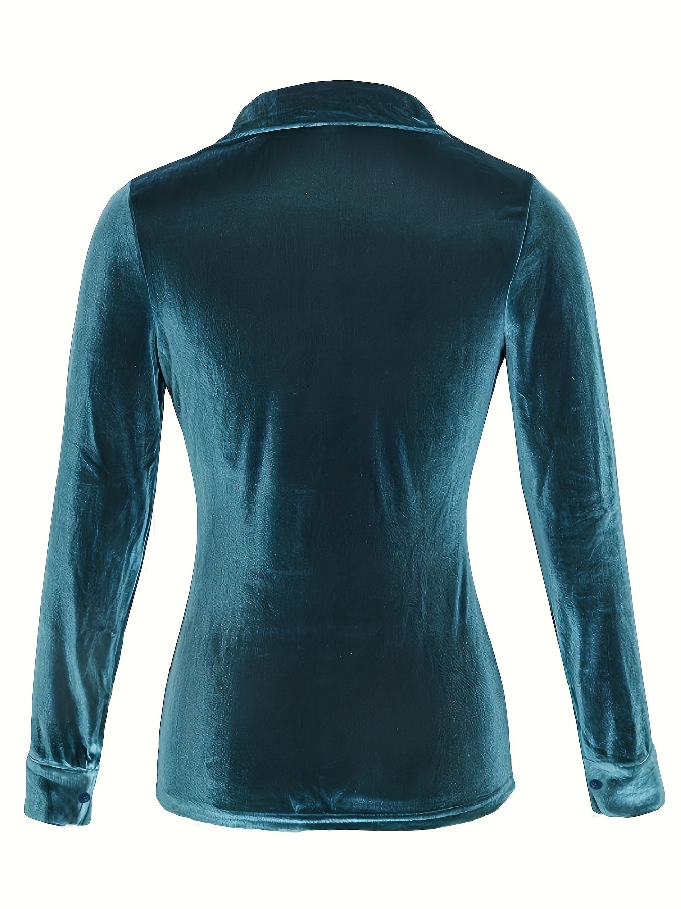 Camisa de manga larga para mujer de color sólido con bolsillo para primavera y otoño