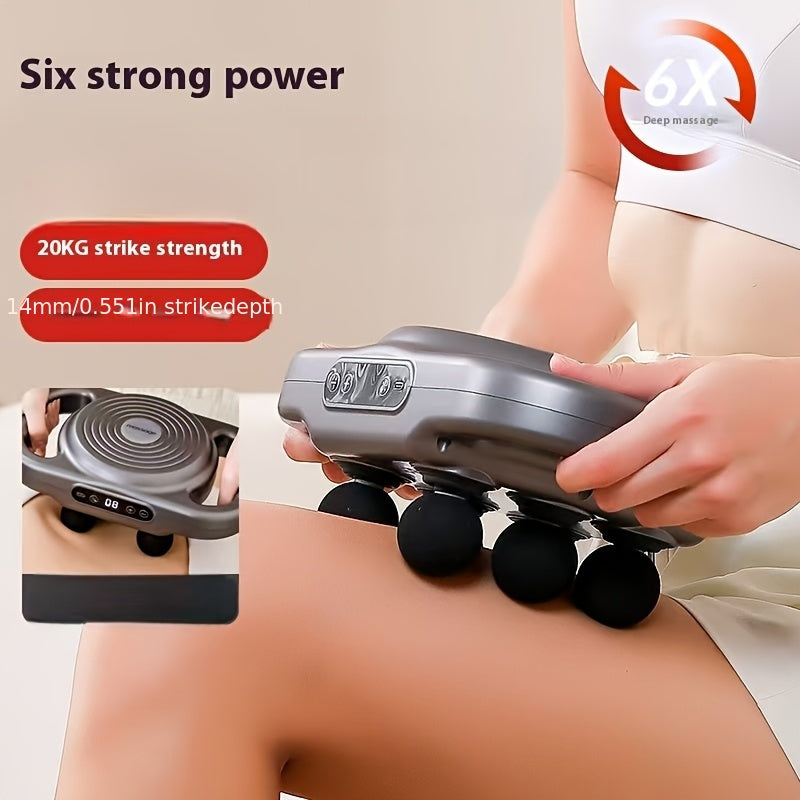 Six-Head Deep Tissue Percussion Massage Gun Handheld Body Back Muscle Massager