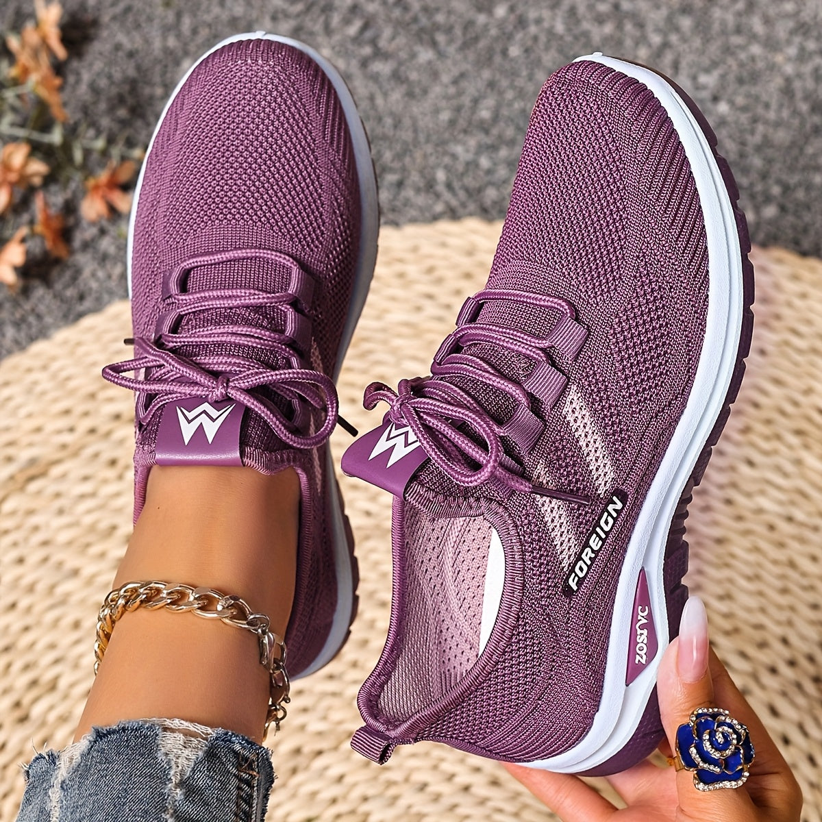 Women Plus Size Breathable Mesh Sneakers Lightweight Running Shoes White Pink