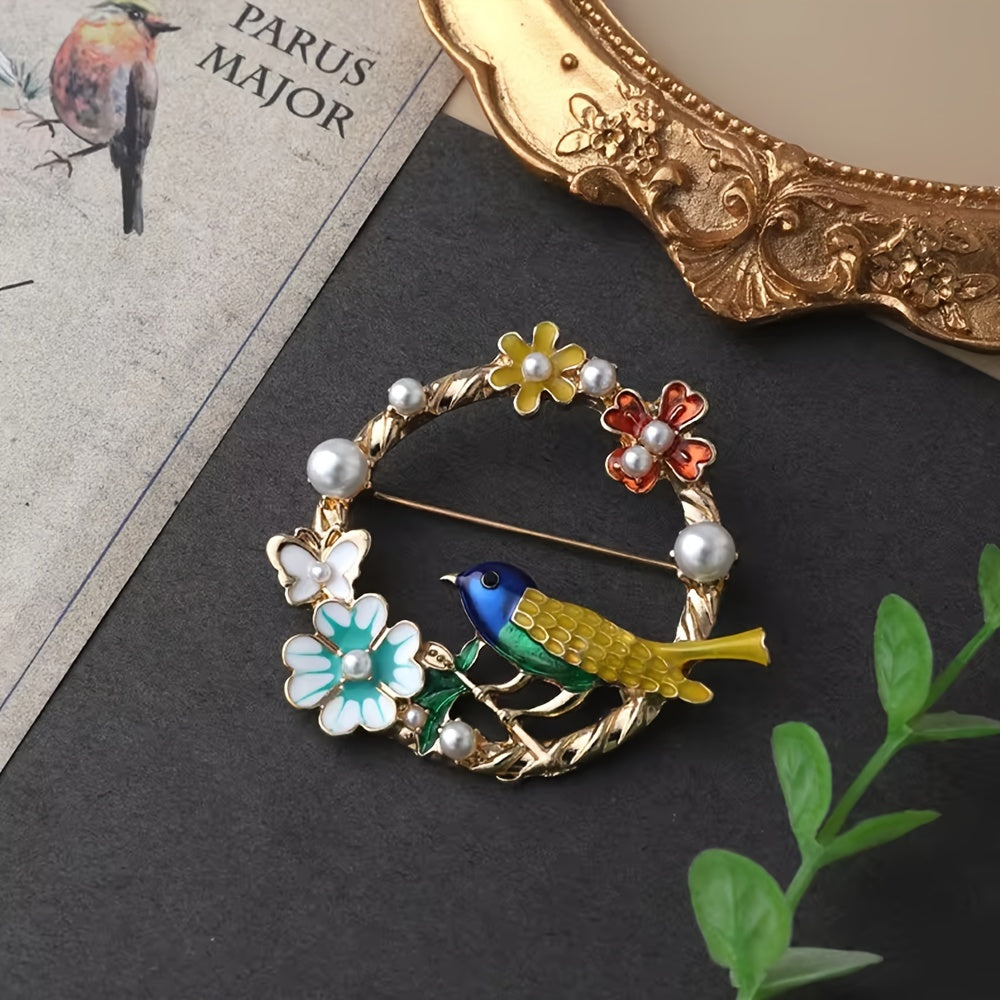 Retro Butterfly and Flower Brooch Alloy Jewelry for Women Stylish Accessory