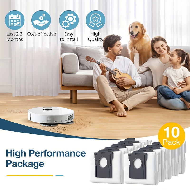 Dreame robot tozalagichlari uchun chang sumkalari - 10 dona - S10Pro Ultra, L10s Pro, X30 Ultra, X40 Master, X40 Ultra, X40Pro Ultra, L40 Ultra modellari uchun mo'ljallangan - Uzoq muddatli pol tozalash uchun kuchli plastikdan tayyorlangan