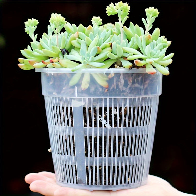 4 dona shaffof plastmassa orkide idishlari 16cm 19cm drenaj teshiklari bilan ichki va tashqi foydalanish uchun