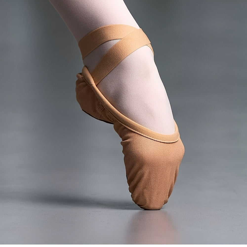 Women Ballet Dance Shoes Mesh Upper Lace-Up Strappy Back Microfiber Sole