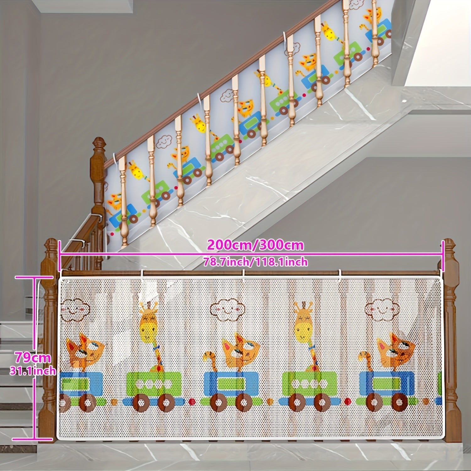 Safety Net for Staircases and Balconies with Colorful Prints