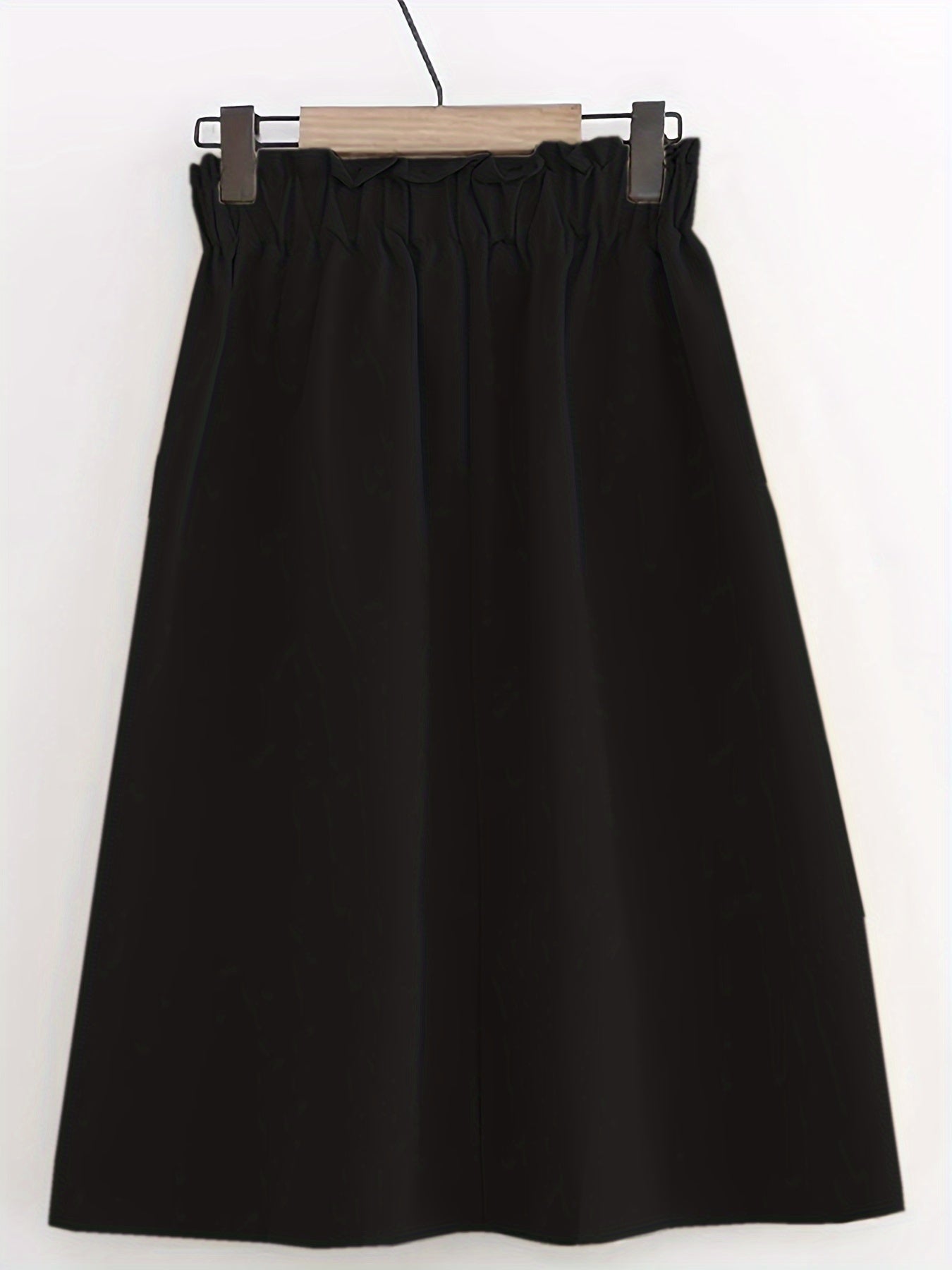 Women's Pleated Skirt With Elastic Waistband Pockets For Spring And Autumn