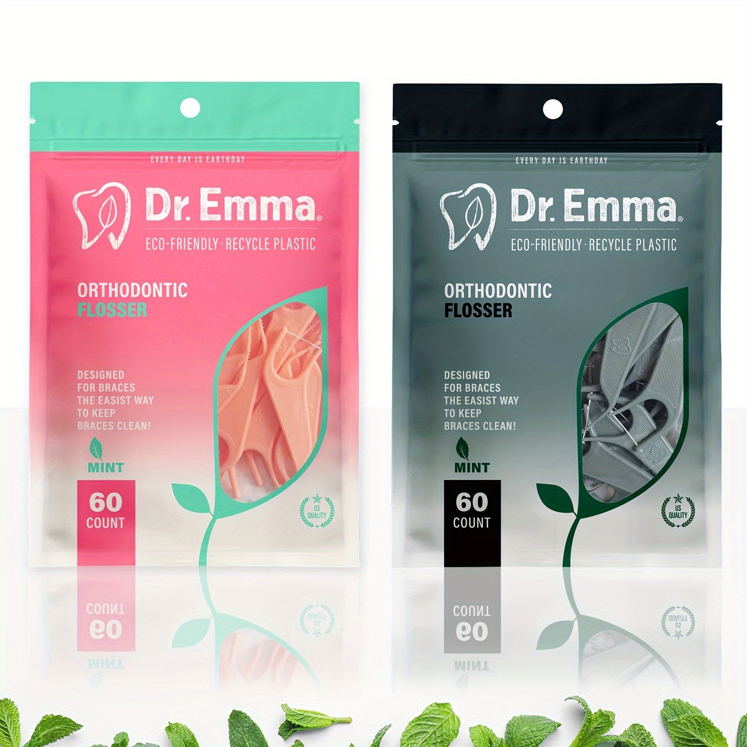 60 dona ortodontik flossers uchun braketlar mo'ljallangan, nashrli ta'm, tish tanlovi