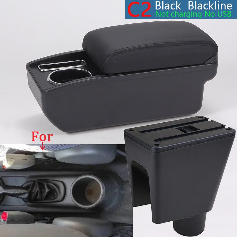 Car Interior Armrest Box Cup Holder Storage for Small Cars Black