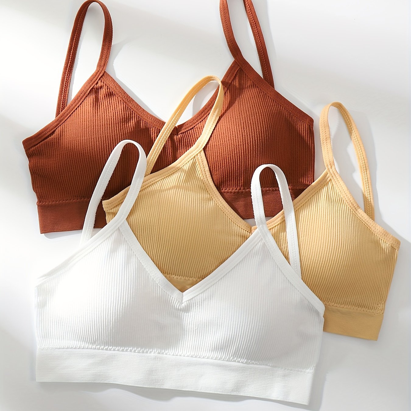 Women's Ribbed Wireless Bra Comfortable Stretch Lingerie for Women