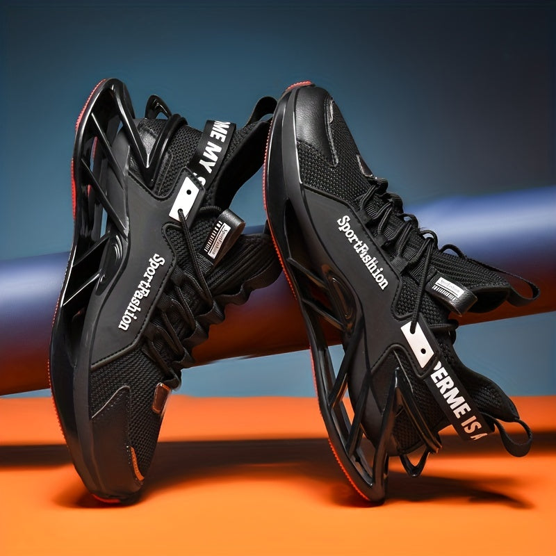 Men's Mesh Lace-Up Sneakers for Casual Outdoor Running with Shock Absorption