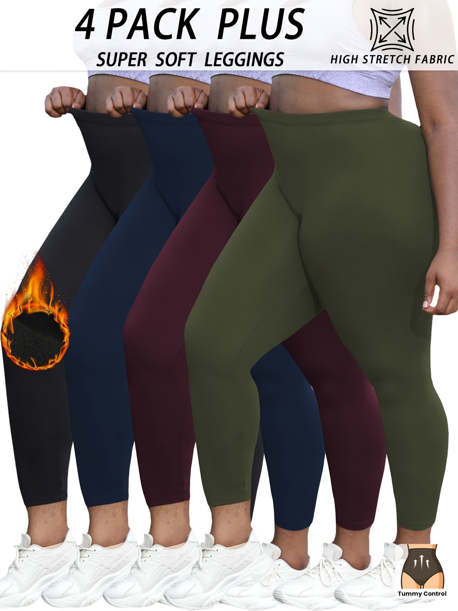 Plus Size Women's Flare Leggings Tummy Control High Waist Yoga Pants