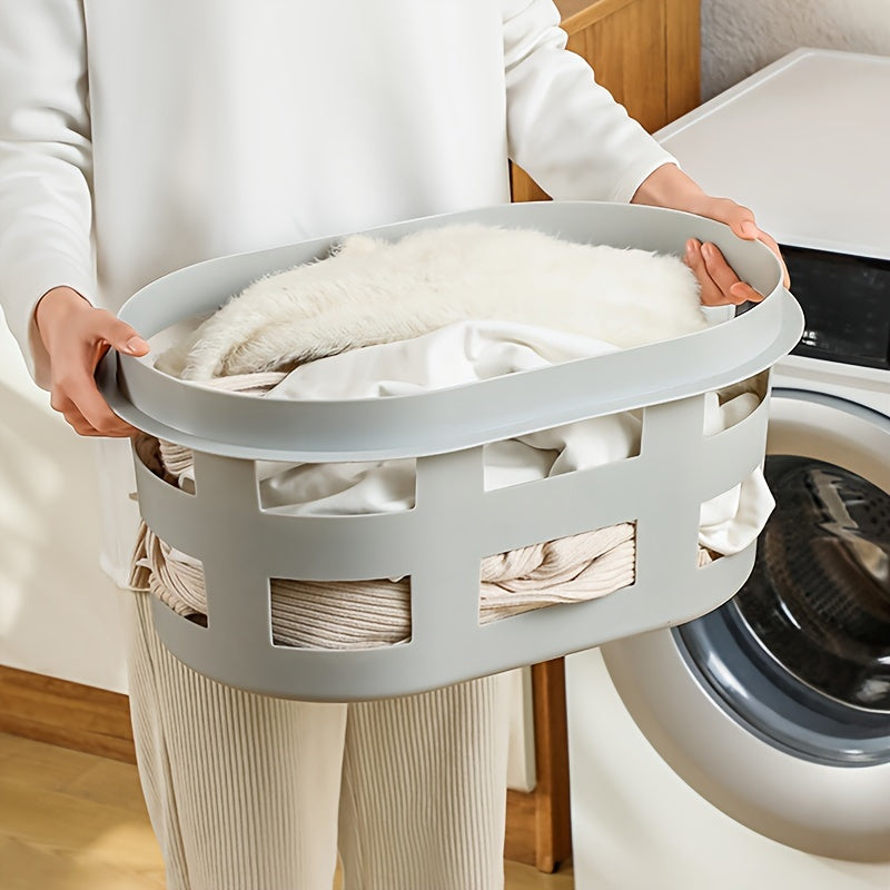 Large Capacity Plastic Laundry Basket with Multiple Compartments for Clothes and Toys