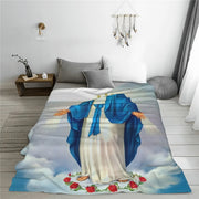 Mary and Guadalupe Themed Fuzzy Flannel Blanket for Sofa and Bed