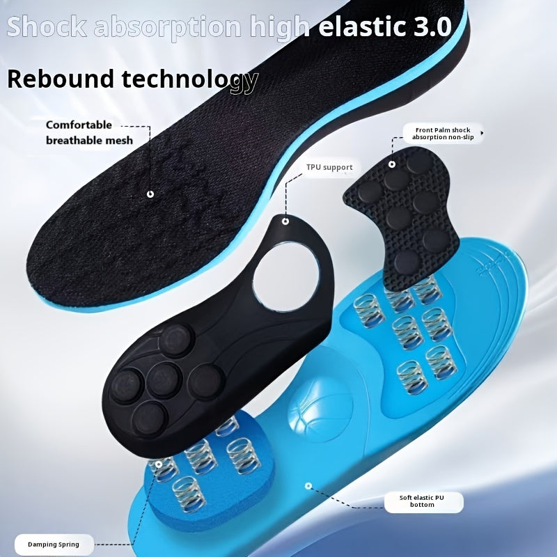 Unisex Sports Insoles Shock-Absorbing Arch Support Blue Black For Running