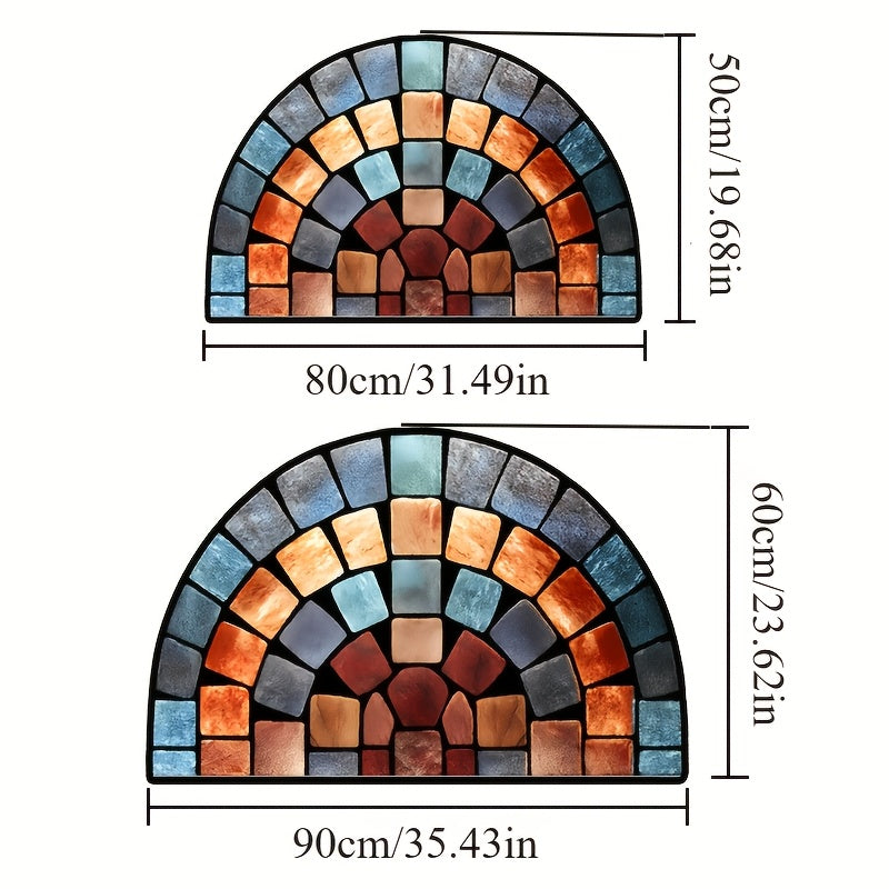 Poliester geometrik eshik matosi, sirpanmaydigan orqa qismi bilan, ichki foydalanish uchun uy bezaklari, veranda yoki yashash xonasi uchun mos. Yumshoq, qalin va qo'l bilan yuvilishi mumkin.