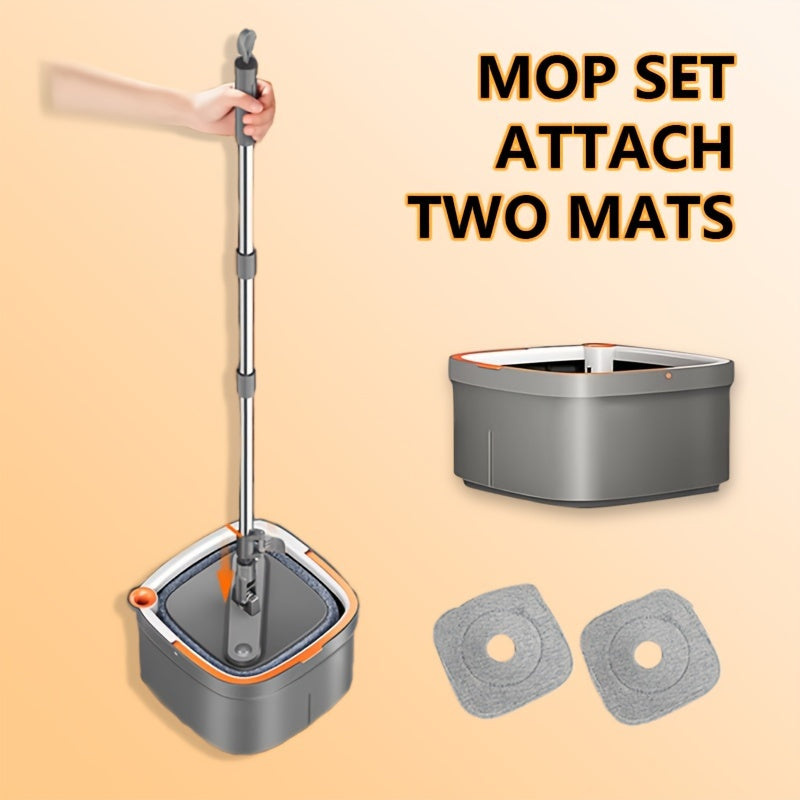 "Kvadratli aylanuvchi mopa va chelak to'plami, iflos va toza suv uchun o'z-o'zini ajratish tizimi, yog'och, plitka va marmar pollari uchun o'z-o'zini siqish 360° aylanuvchi mop-boshi - 2 ta padni o'z ichiga oladi"