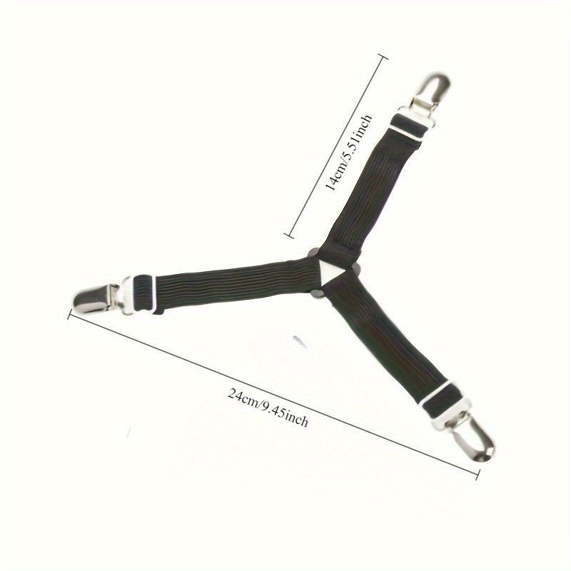 Set of 4 Adjustable Elastic Bed Sheet Straps with Buckle Non-Woven Fabric