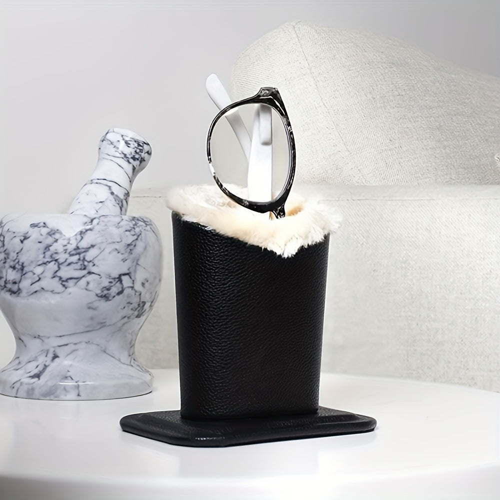 Искусственный кожаный настольный органайзер с мягким внутренним покрытием из искусственного меха для очков и кистей для макияжа, коричневый или черный
